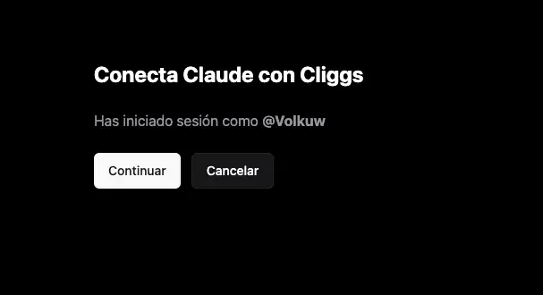 Cliggs sign-in page asking to connect Claude to your account